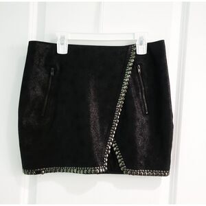 BEBE Glitter Sparkly Shiny Black Mini Skirt Studded Hem Size 2